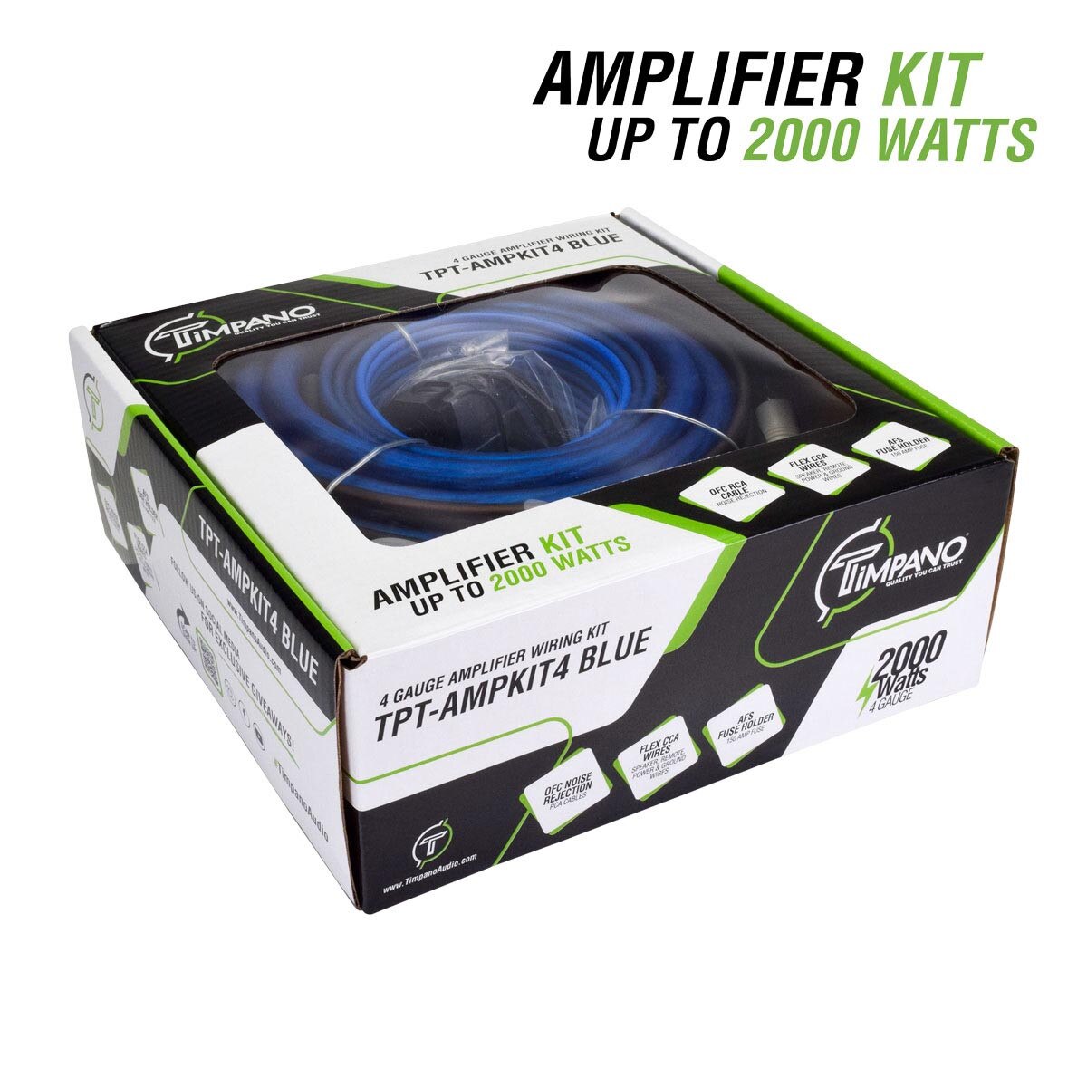 Timpano 4 Gauge Amplifier Installation Kit Blue Wire Tpt-bmpkit4blue ...