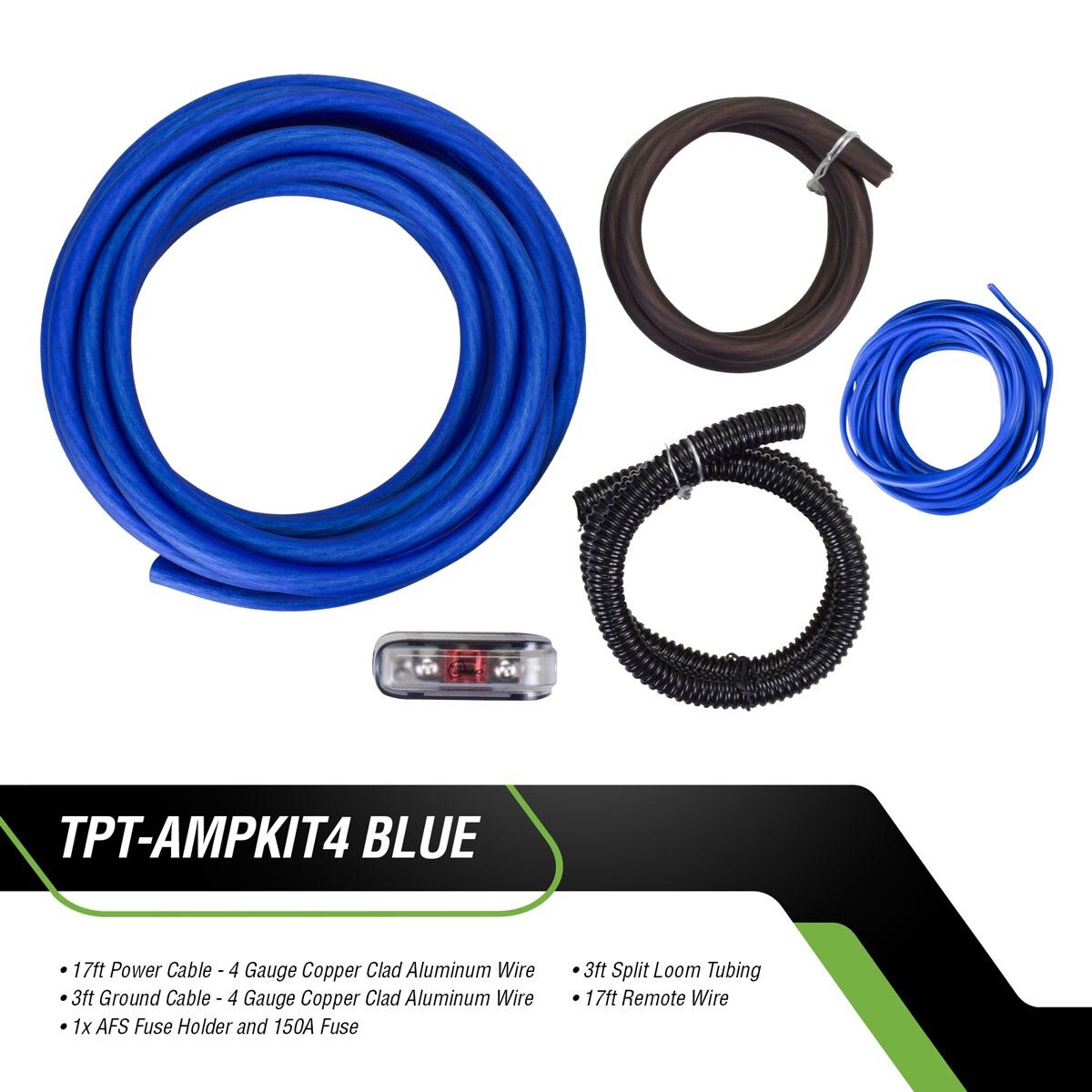 Timpano 4 Gauge Amplifier Installation Kit Blue Wire Tpt-bmpkit4blue ...