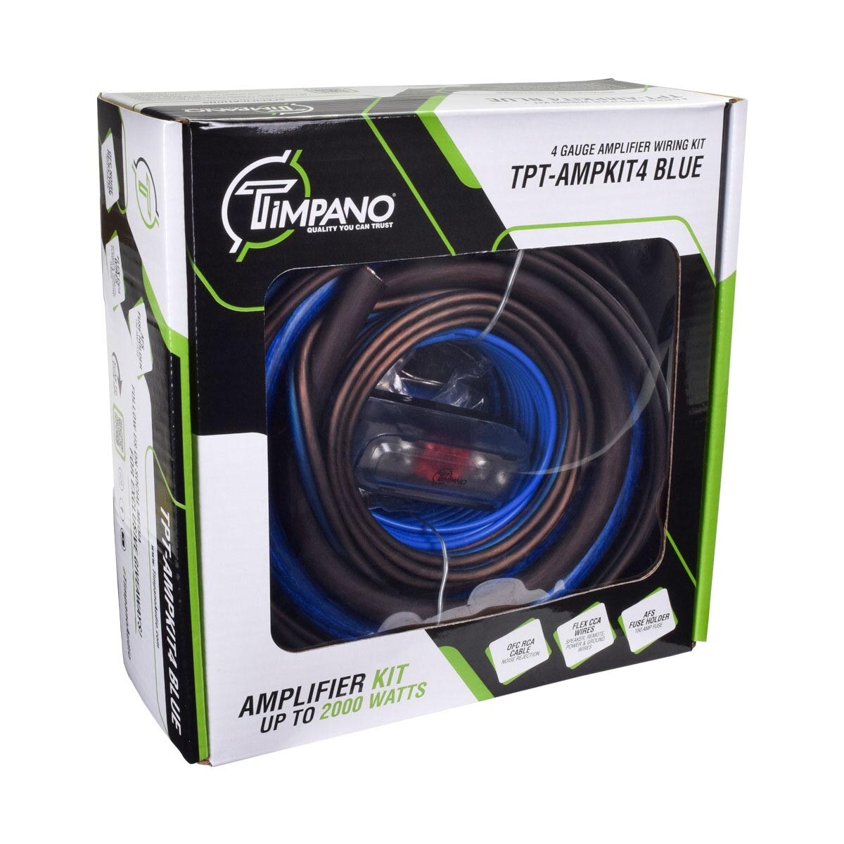 Timpano 4 Gauge Amplifier Installation Kit Blue Wire Tpt-bmpkit4blue ...